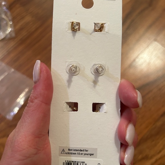 NWT Express Set of 3 Gold Tones Drop Earrings Paperclip Chain - Picture 2 of 5